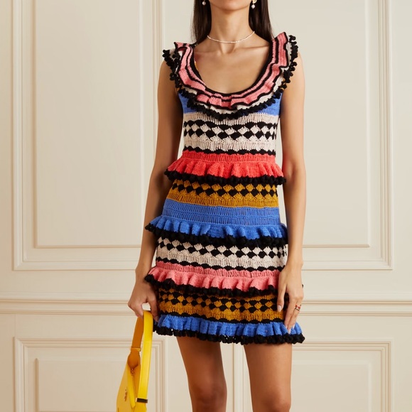 ZIMMERMANN Tiggy Frill crochet-knit cotton mini dress - Picture 1 of 6